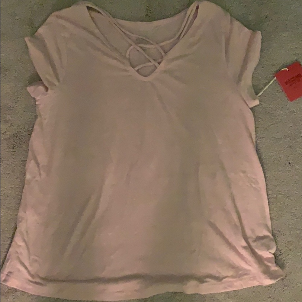 Target (Mossimo) Pink Strappy Detailed T-shirt